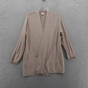Chicos Open Cardigan Sweater Size‎ 2 US Large Petite Brown Womens Lightweight